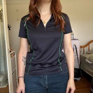 Navy with green stripes athletic golf top